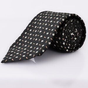PAL Zileri Silk Jacquard Tie | Black, White and Grey | NWOT